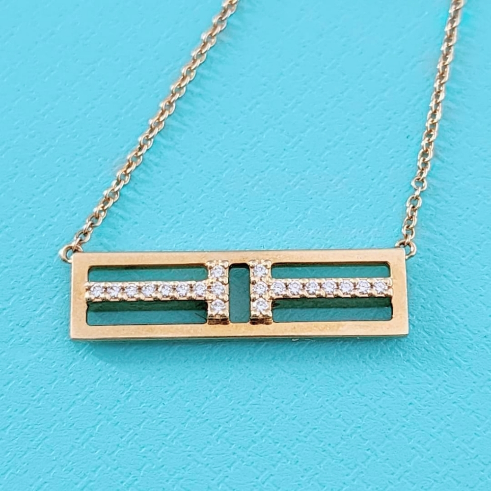 Tiffany & Co. Gold Diamond Bar Necklace